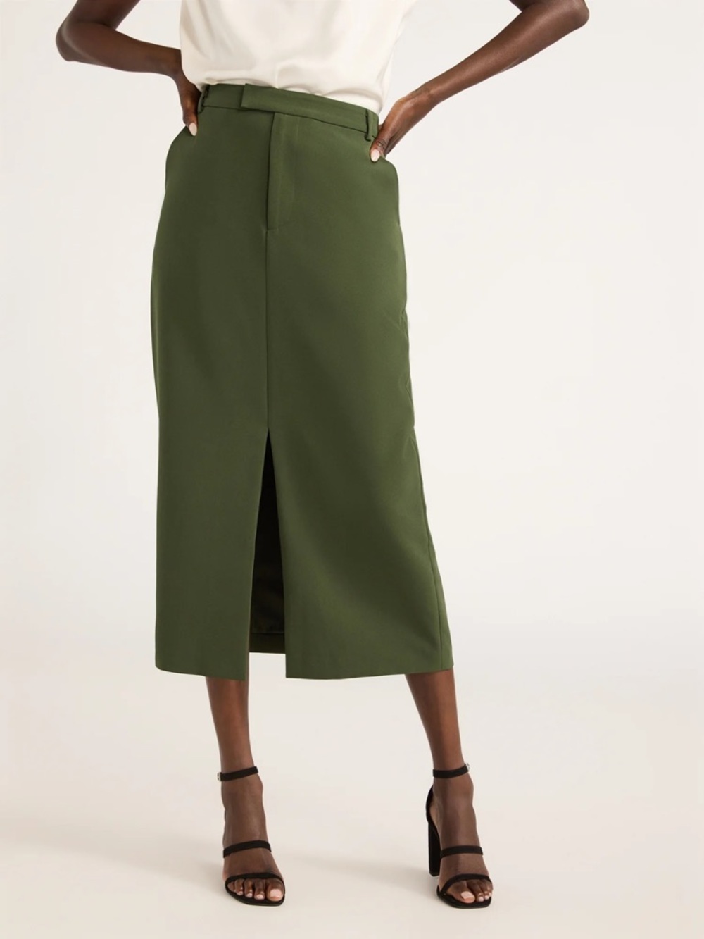 NWT Scoop Women’s Ultimate Crepe Front Slit MIDI Skirt size 16